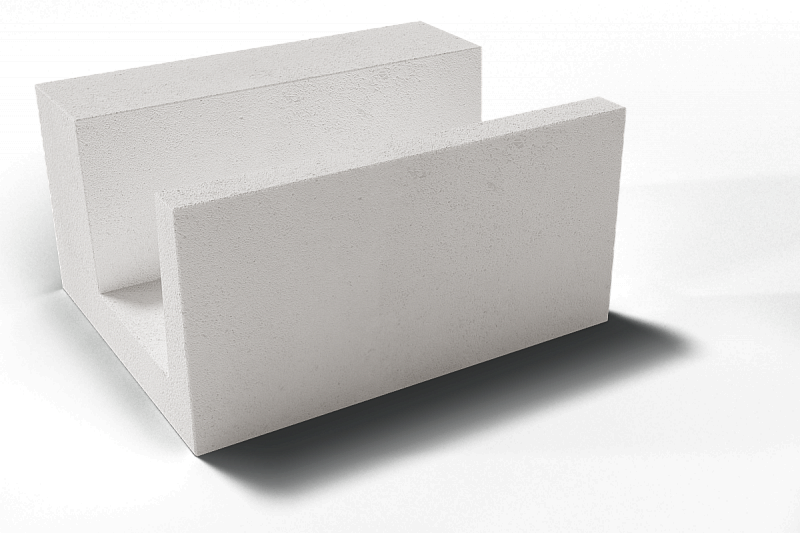 П(U) блок из газобетона D500 600X375X250